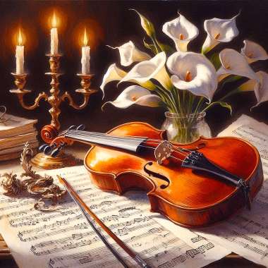 Olympus Diamond Painting "Violin with bow" - Ψηφιδωτό Μωσαικό "Βιολί με δοξάρι" 50X40