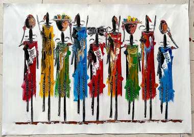 Olympus Diamond Painting "Abstract painting,colorful African Masai tribe" - Ψηφιδωτό Μωσαικό "Αφηρημένη ζωγραφική, πολύχρωμη αφρικανική φυλή Μασάι" 40Χ30