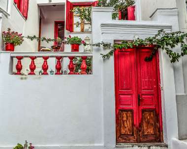 Olympus Diamond Painting "Red door, somewhere in a greek island,Greece is beautiful"- Ψηφιδωτό Μωσαικό "Κόκκινη Πόρτα, κάπου σε ένα ελληνικό νησί" 40X30