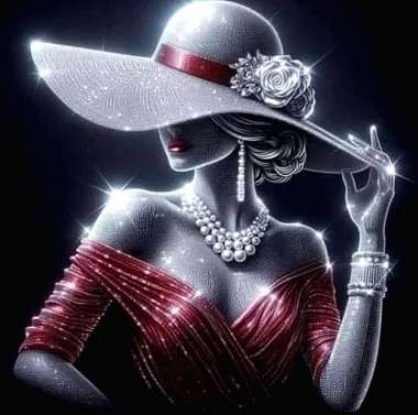 Olympus Diamond Painting "Glittery elegant woman with hat" - Ψηφιδωτό Μωσαικό "Λαμπερή κομψή γυναίκα με καπέλο" 50Χ40