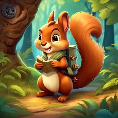 Olympus Diamond Painting "Cute squirrel reading a book" - Ψηφιδωτό Μωσαικό "Χαριτωμένο σκιουράκι διαβάζει βιβλίο" 50Χ40