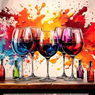Olympus Diamond Painting "Abstract painting,Wine glasses" - Ψηφιδωτό Μωσαικό "Ποτήρια κρασιού,Αφηρημένη τέχνη" 50Χ40