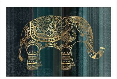 Olympus Diamond Painting "Golden elephant on a blue background,painting" - Ψηφιδωτό Μωσαικό "Χρυσός ελέφαντας σε μπλε φόντο" 40X30