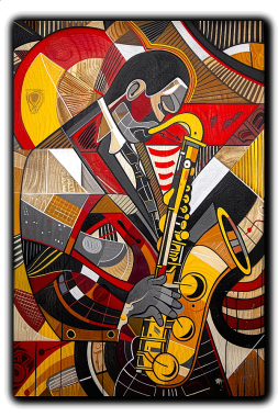 Olympus Diamond Painting "Jazz musician in a colorful cubism art style" - Ψηφιδωτό Μωσαικό "Πολύχρωμος Τζαζίστας σε στυλ τέχνης κυβισμού" 40X30