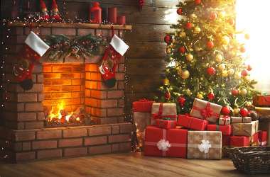 Olympus Diamond Painting "Christmas scene, decorated tree and fireplace" - Ψηφιδωτό Μωσαικό "Χριστουγεννιάτικη σκηνικό,στολισμένο δέντρο,τζάκι και δώρα" 40X30