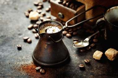 Olympus Diamond Painting "Coffee pot with Greek coffee" - Ψηφιδωτό Μωσαικό "Μπρίκι με Ελληνικό καφέ" 40X30
