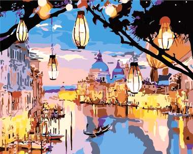 Olympus Diamond Painting "An evening scene in Venice with gondola"- Ψηφιδωτό Μωσαικό "Μια βραδινή σκηνή στην Βενετία με Γόνδολα"50Χ40