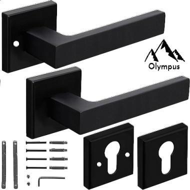 Olympus Δεξί σετ Πόμολα πόρτας με ροζέτες (black matt)