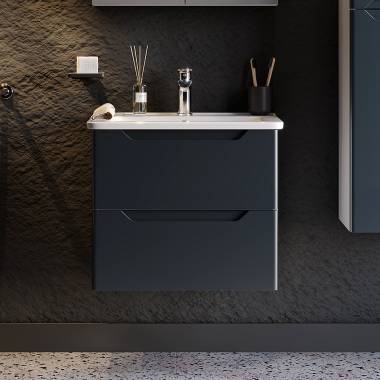 Πάγκος PERLA Ανθρακί με λευκά πλαινα MDF 18mm Λάκα 60 S3BPERL060AN 60x46x53cm