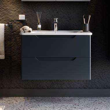 Πάγκος PERLA Ανθρακί με λευκά πλαινα MDF 18mm Λάκα 80 S3BPERL080AN 80x46x53cm