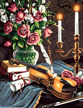 Olympus Diamond Painting "Violin and piano painting" - Ψηφιδωτό Μωσαικό "Βιολί και πίανο" 50Χ40