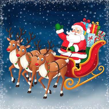 Olympus Diamond Painting "Santa Claus on his sleigh bringing gifts" - Ψηφιδωτό Μωσαικό "Άγιος Βασίλης πανω στο έλκυθρό του μοιράζει δώρα" 50Χ40
