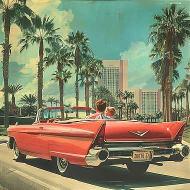 Olympus Diamond Painting "Red Cadillac Deville Convertible Las Vegas,1969" - Ψηφιδωτό Μωσαικό "Κόκκινη Κάμπριο Κάντιλακ,Λας Βέγκας 1969" 50X40