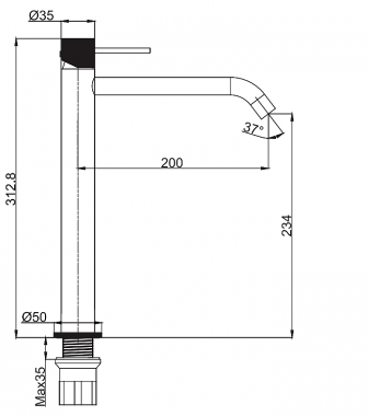 XEN 6814 ΜΠΑΤΑΡΙΑ ΝΙΠΤΗΡΑ ΥΨΗΛΗ ΜΕ ΒΑΛΒΙΔΑ POP-UPXEN 6814 TALL BASIN FAUCET WITH OVERFLOW POP-UP