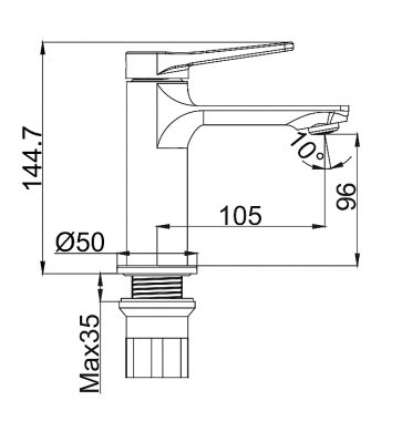 NAX 6810 ΜΠΑΤΑΡΙΑ ΝΙΠΤΗΡΑ ΜΕ ΒΑΛΒΙΔΑ POP-UPNAX 6810 BASIN FAUCET WITH OVERFLOW POP-UP