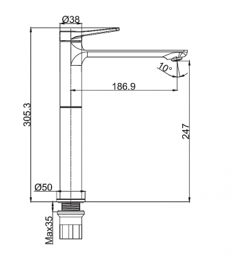 NAX 6814 ΜΠΑΤΑΡΙΑ ΝΙΠΤΗΡΑ ΥΨΗΛΗ ΜΕ ΒΑΛΒΙΔΑ POP-UPNAX 6814 TALL BASIN FAUCET WITH OVERFLOW POP-UP