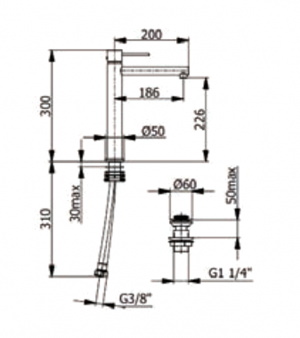 6814 ΜΠΑΤΑΡΙΑ ΝΙΠΤΗΡΑ ΥΨΗΛΗ ΜΕ ΒΑΛΒΙΔΑ POP-UP6814 TALL BASIN FAUCET WITH OVERFLOW POP-UP